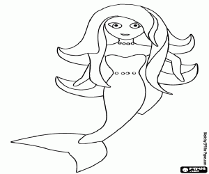 Coloriage Une sirène aux cheveux longs