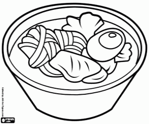 Coloriage Une soupe japonaise, Tamago Udon