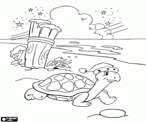 Coloriage Une tortue dans la nuit de Noël