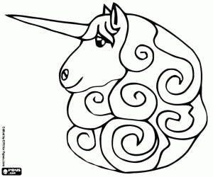 Coloriage Une tête de Licorne