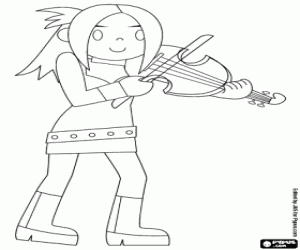 Coloriage Une violoniste de la musique rock