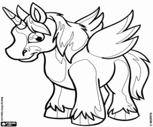 Coloriage Uni de Neopets. La licorne ailée