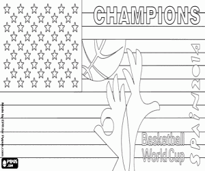 Coloriage USA, champion du monde de basket-ball 2014