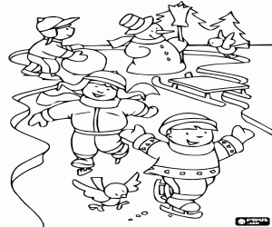 Coloriage Vacances de Noël et les enfants