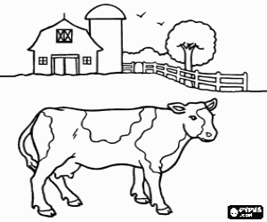 Coloriage La vache laitière et la ferme