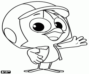 Coloriage Valeriano, le poussin avec casque