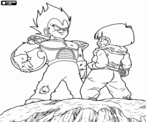 Coloriage Vegeta et Son Gohan, fils de Goku