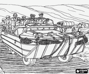 Coloriage Véhicule militaire amphibie