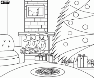 Coloriage Le Veille de Noël dans le salon