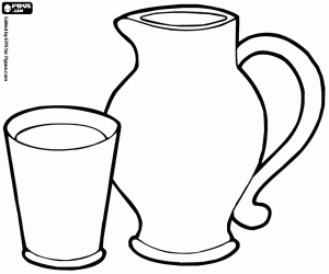 Coloriage Verre et pichet pour le petit déjeuner