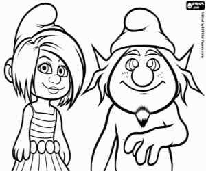 Coloriage Vexy et Hackus, Schtroumpfs le film