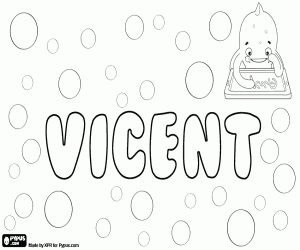 Coloriage Vicent, nom d’origine latine