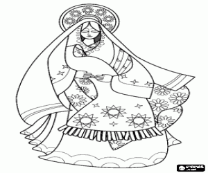 Coloriage La Vierge et l'enfant Jésus