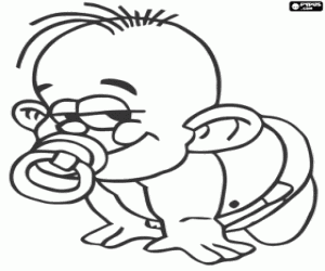 Coloriage Le vilain bébé avec tétine