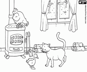 Coloriage Le vilain petit canard rejeté à la maison