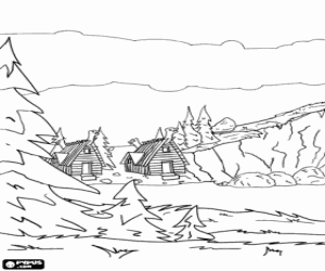 Coloriage Le village de Vicky le Viking