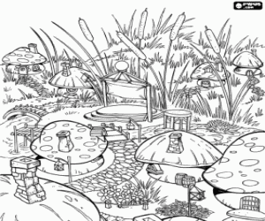 Coloriage Le village des Schtroumpfs