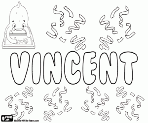 Coloriage Vincent, nom en diverses langues