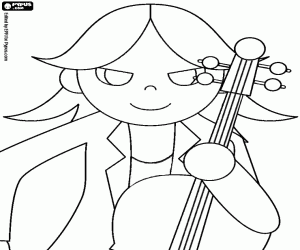 Coloriage Le violoncelliste de la musique rock