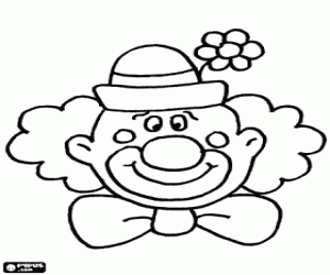 Coloriage Visage de clown avec chapeau et fleur