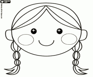 Coloriage Visage de la jeune fille avec des tresses