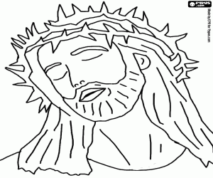 Coloriage Le visage de Jésus dans le martyre