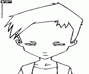 Coloriage Le visage de Ulrich Stern, Code Lyoko