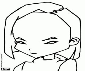 Coloriage Le visage de Yumi, Code Lyoko