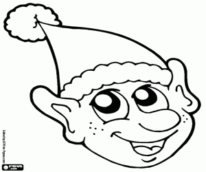 Coloriage Visage drôle d’un elfe de Noël