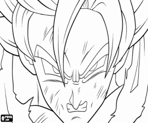 Coloriage Le visage d'un Goku furieux
