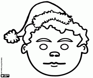 Coloriage Visage d’enfant avec bonnet de Noel