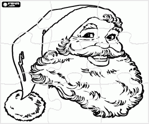 Coloriage Visage heureux du Père Noël, puzzle