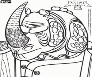 Coloriage Le visage du Maître Rhino Foudroyant