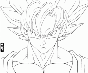 Coloriage Visage du Super Saiyan Goku