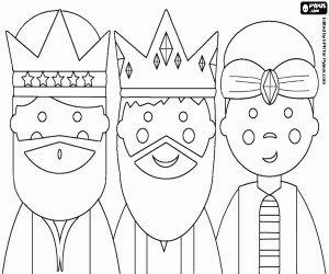 Coloriage Visages des rois mages