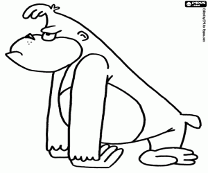 Coloriage Voir le profil, un gorille en colère