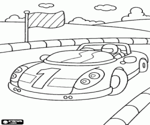 Coloriage Voiture de course dans le circuit
