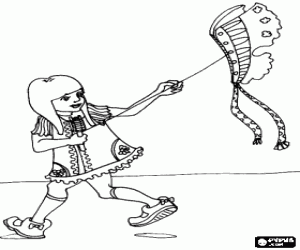 Coloriage Le vol d'un cerf-volant