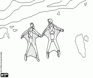 Coloriage Le vol en wingsuit, un sport extrême