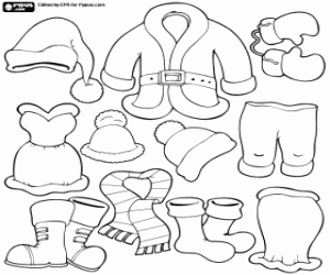 Coloriage Les vêtements du Père Noël et sa femme