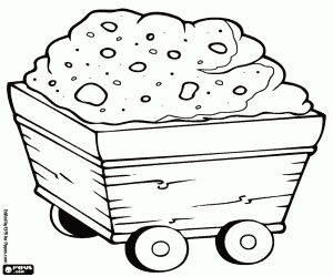 Coloriage Wagonet mine avec le matériel d’excavation