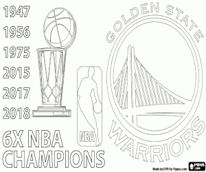 Coloriage Warriorsx, x 6 champions NBA