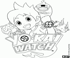 Coloriage Yo-kai Watch, le logo et personnages