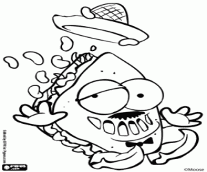 Coloriage Yucko Taco, un taco à la poubelle