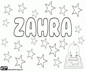 Coloriage Zahra, nom de jeune fille