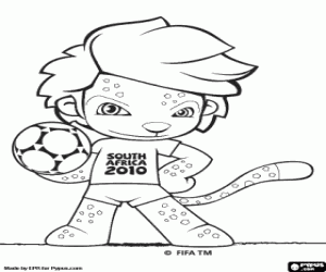 Coloriage Zakumi, mascotte de la Coupe du monde 2010