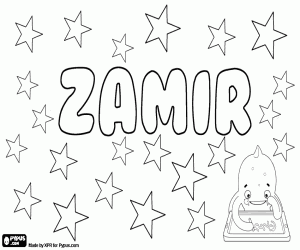 Coloriage Zamir, nom pour garçon