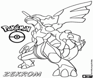 Coloriage Zekrom, un pokemon Blanc