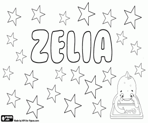 Coloriage Zelia, nom en diverses langues