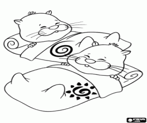 Coloriage Zhu Zhu Pets dorment dans des lits